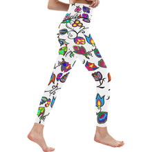 Load image into Gallery viewer, Indigenous Paisley White All Over Print High-Waisted Leggings (Model L36) High-Waisted Leggings (L36) e-joyer 
