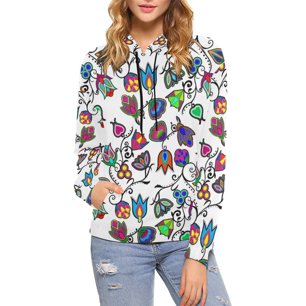 Indigenous Paisley - White All Over Print Hoodie for Women (USA Size) (Model H13) All Over Print Hoodie for Women (H13) e-joyer 