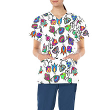 Load image into Gallery viewer, Indigenous Paisley White All Over Print Scrub Top Scrub Top e-joyer 
