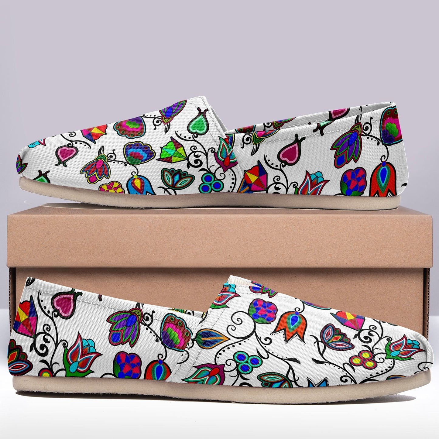 Indigenous Paisley White Casual Unisex Slip On Shoe Herman 