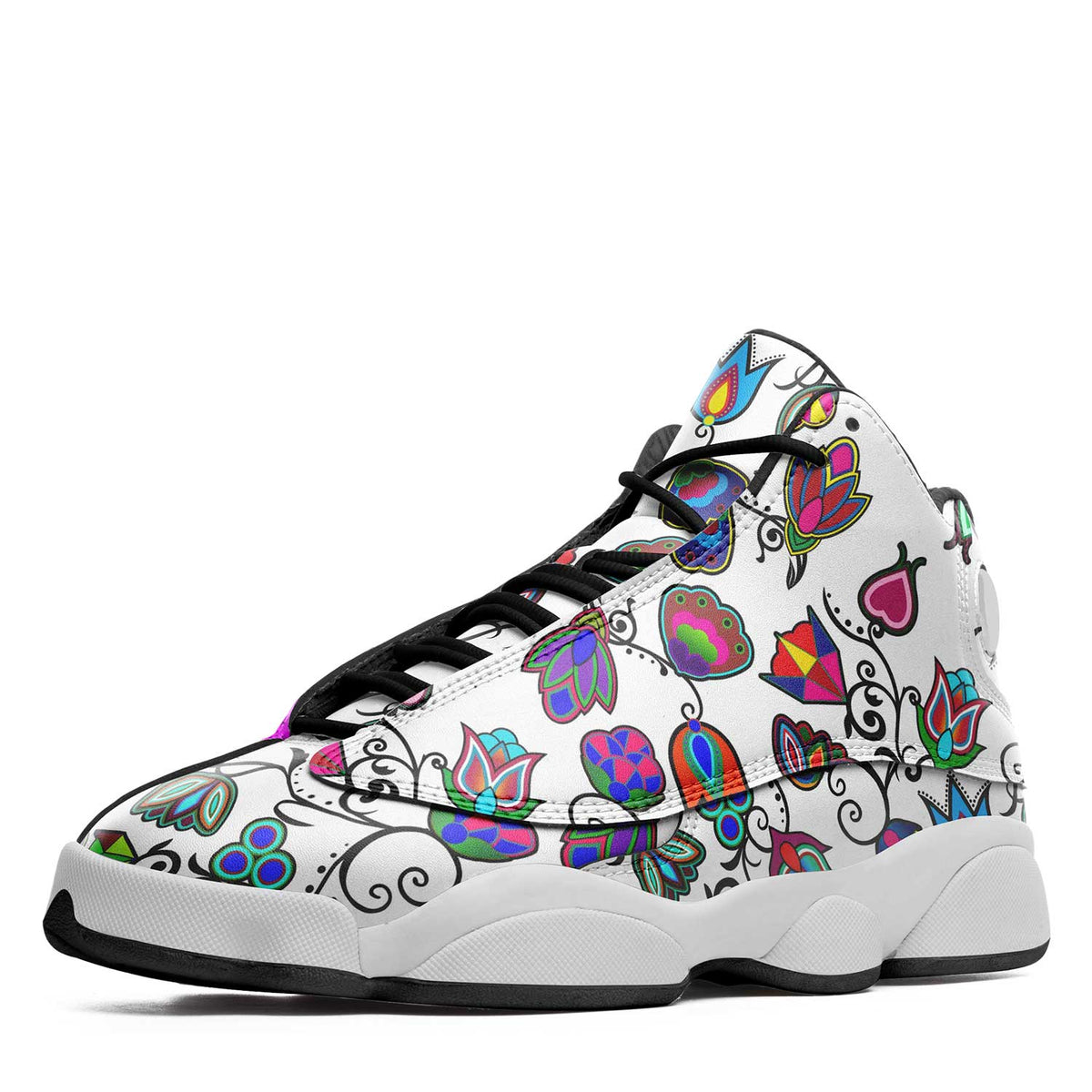 Indigenous Paisley White Isstsokini – Unisex Sneakers by 49 Dzine