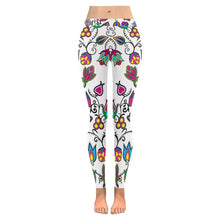 Load image into Gallery viewer, Indigenous Paisley - White Low Rise Leggings (Invisible Stitch) (Model L05) Low Rise Leggings (Invisible Stitch) (L05) e-joyer 
