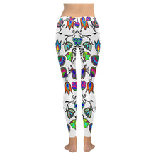 Load image into Gallery viewer, Indigenous Paisley - White Low Rise Leggings (Invisible Stitch) (Model L05) Low Rise Leggings (Invisible Stitch) (L05) e-joyer 
