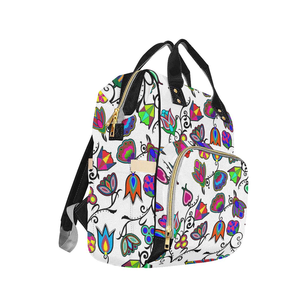 Indigenous Paisley - White Multi-Function Diaper Backpack (Model 1688) Diaper Backpack (1688) e-joyer 