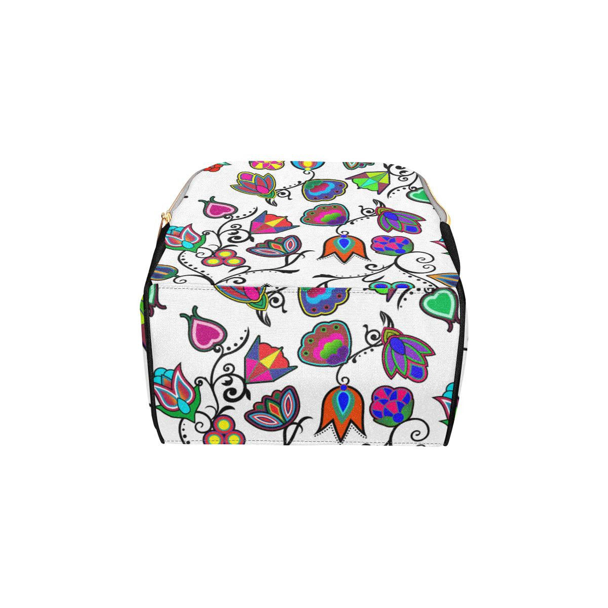 Indigenous Paisley - White Multi-Function Diaper Backpack (Model 1688) Diaper Backpack (1688) e-joyer 