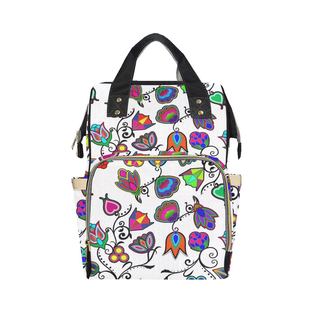 Indigenous Paisley - White Multi-Function Diaper Backpack (Model 1688) Diaper Backpack (1688) e-joyer 