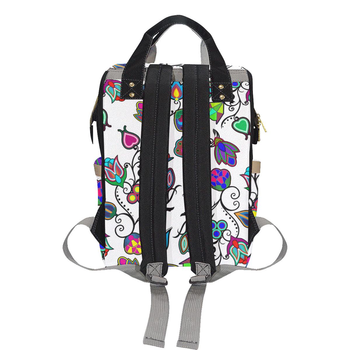 Indigenous Paisley - White Multi-Function Diaper Backpack (Model 1688) Diaper Backpack (1688) e-joyer 