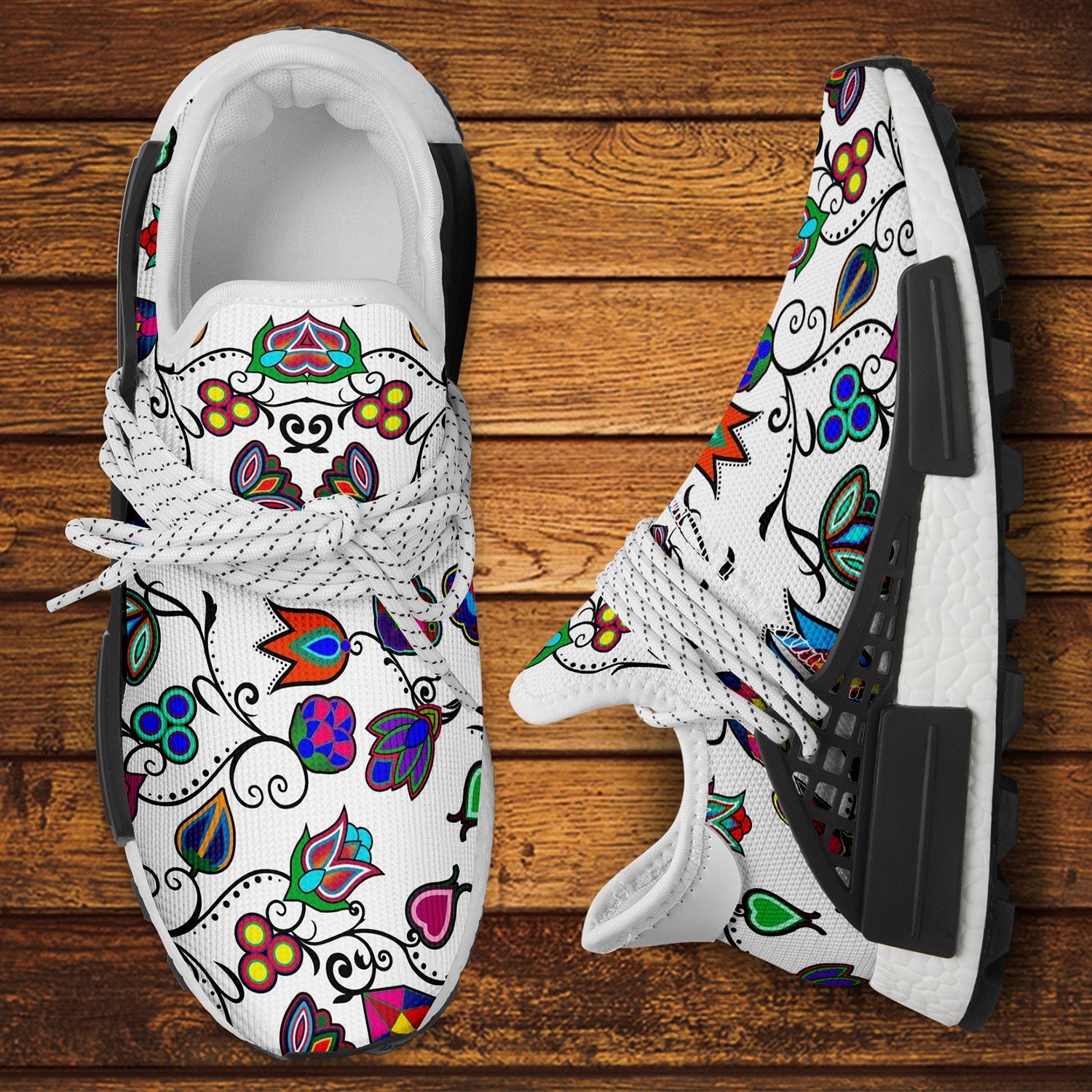 Indigenous Paisley White Okaki Sneakers Shoes 49 Dzine 