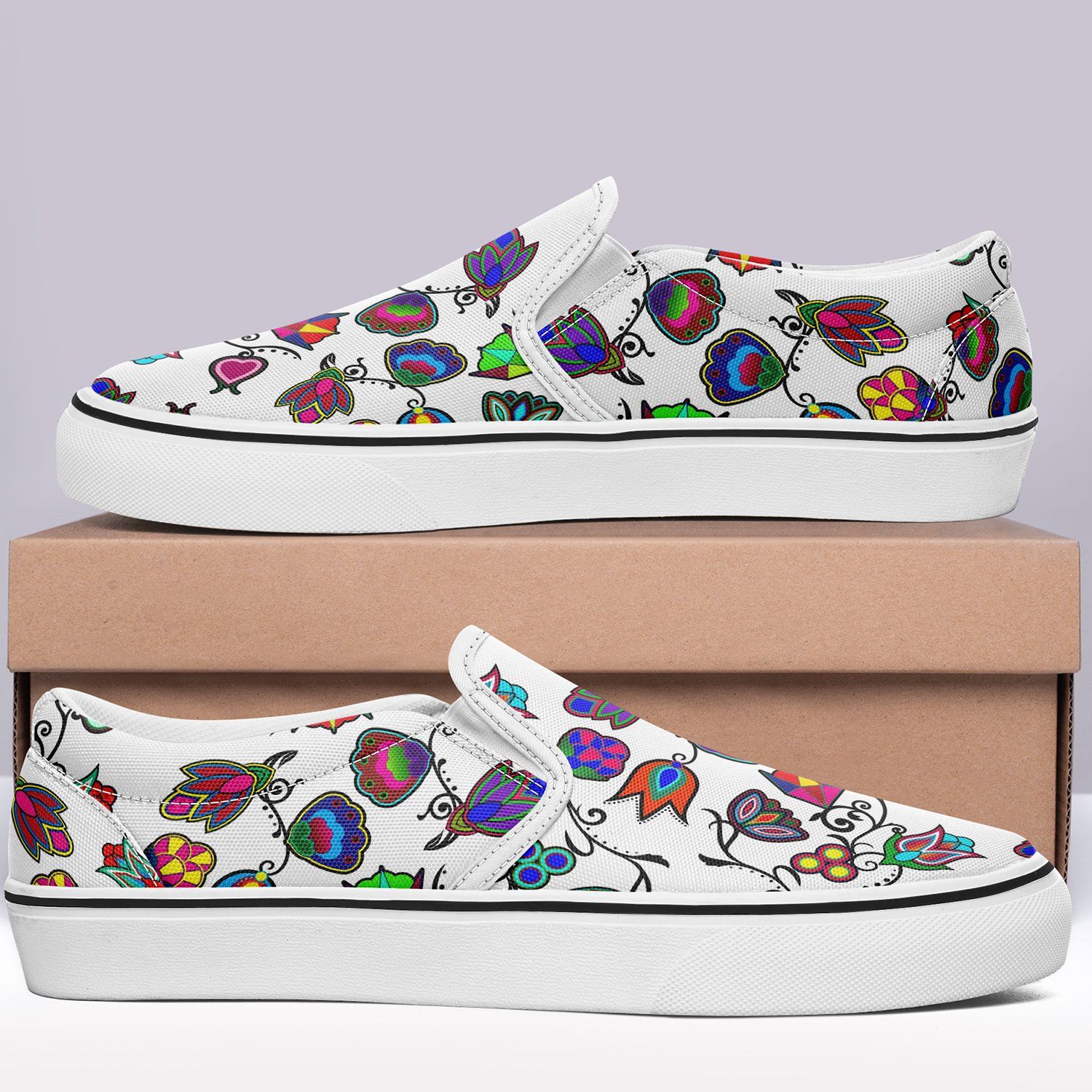 Indigenous Paisley White Otoyimm Canvas Slip On Shoes 49 Dzine 