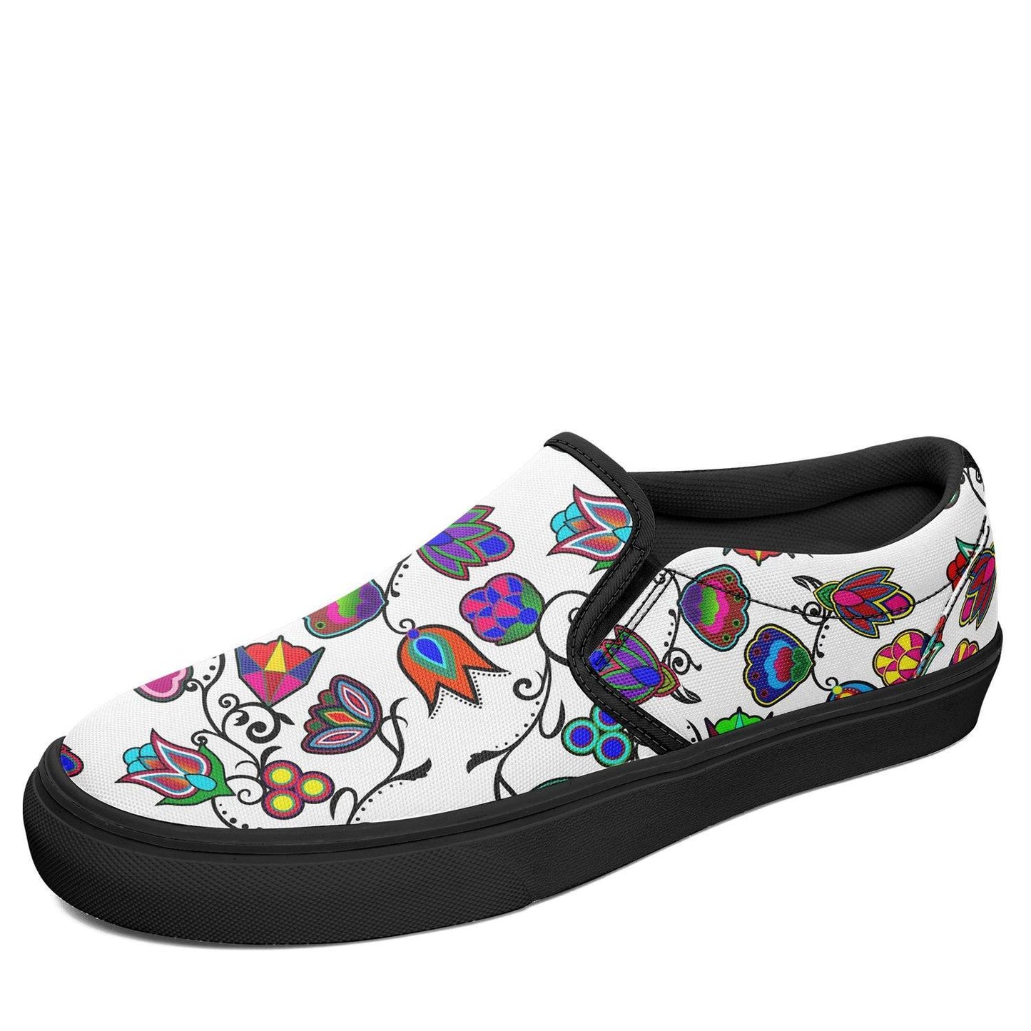 Indigenous Paisley White Otoyimm Kid's Canvas Slip On Shoes 49 Dzine US Youth 1 / EUR 32 Black Sole 