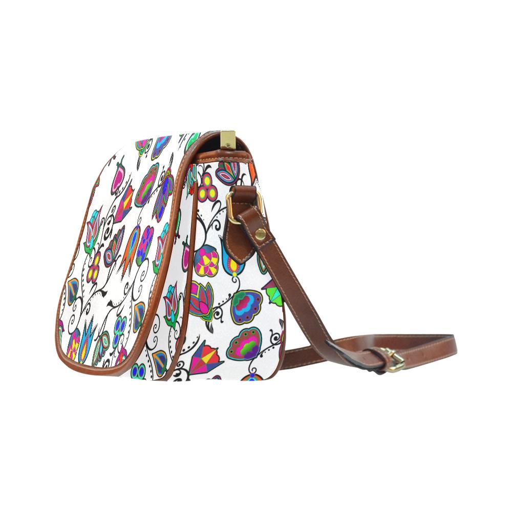 Indigenous Paisley - White Saddle Bag/Large (Model 1649) Saddle Bag/Large e-joyer 