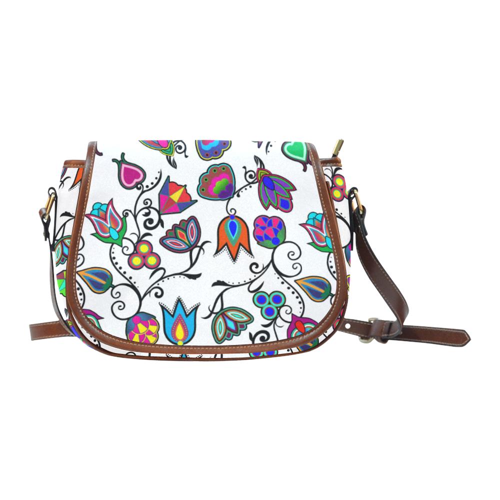 Indigenous Paisley - White Saddle Bag/Large (Model 1649) Saddle Bag/Large e-joyer 