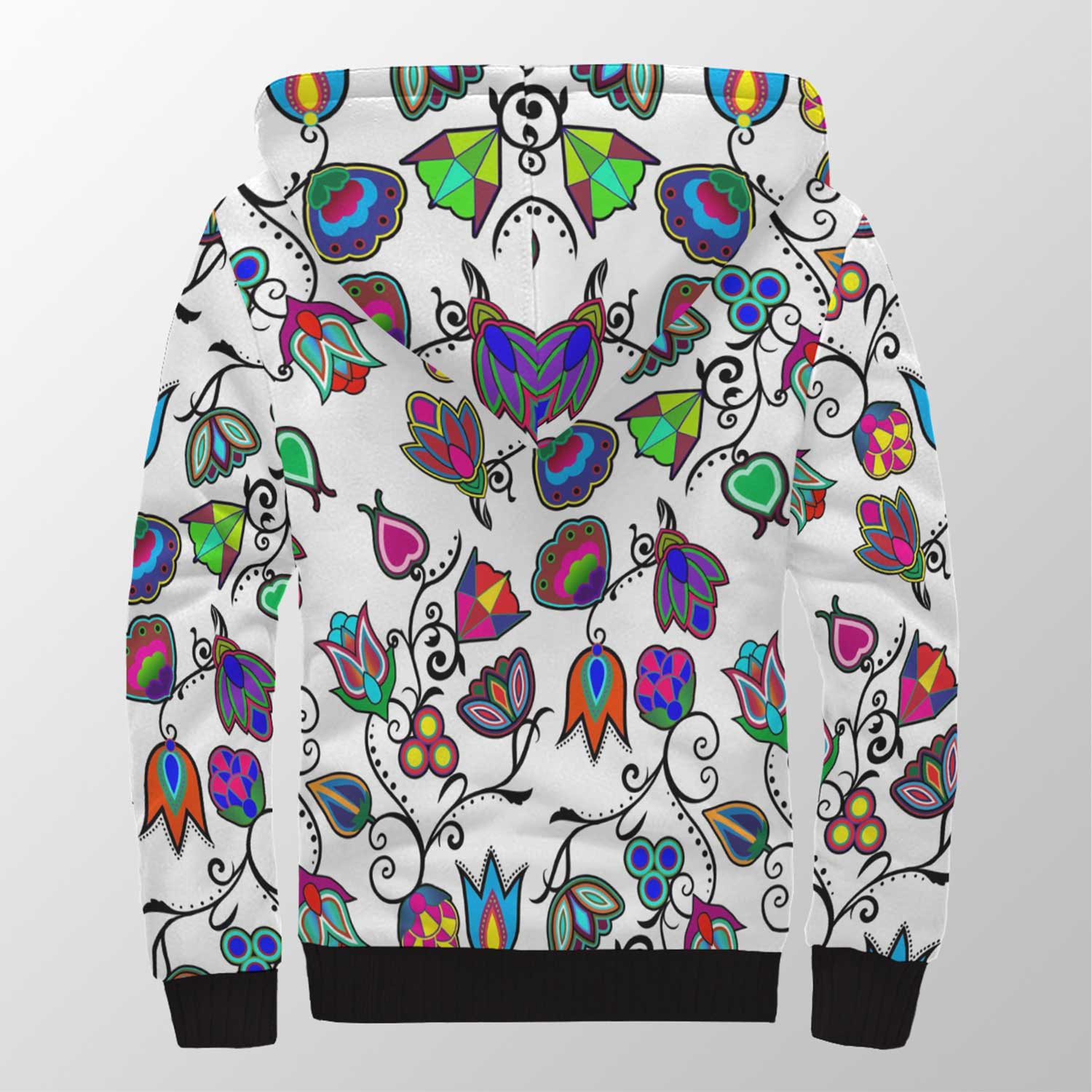 Indigenous Paisley White Sherpa Hoodie 49 Dzine 