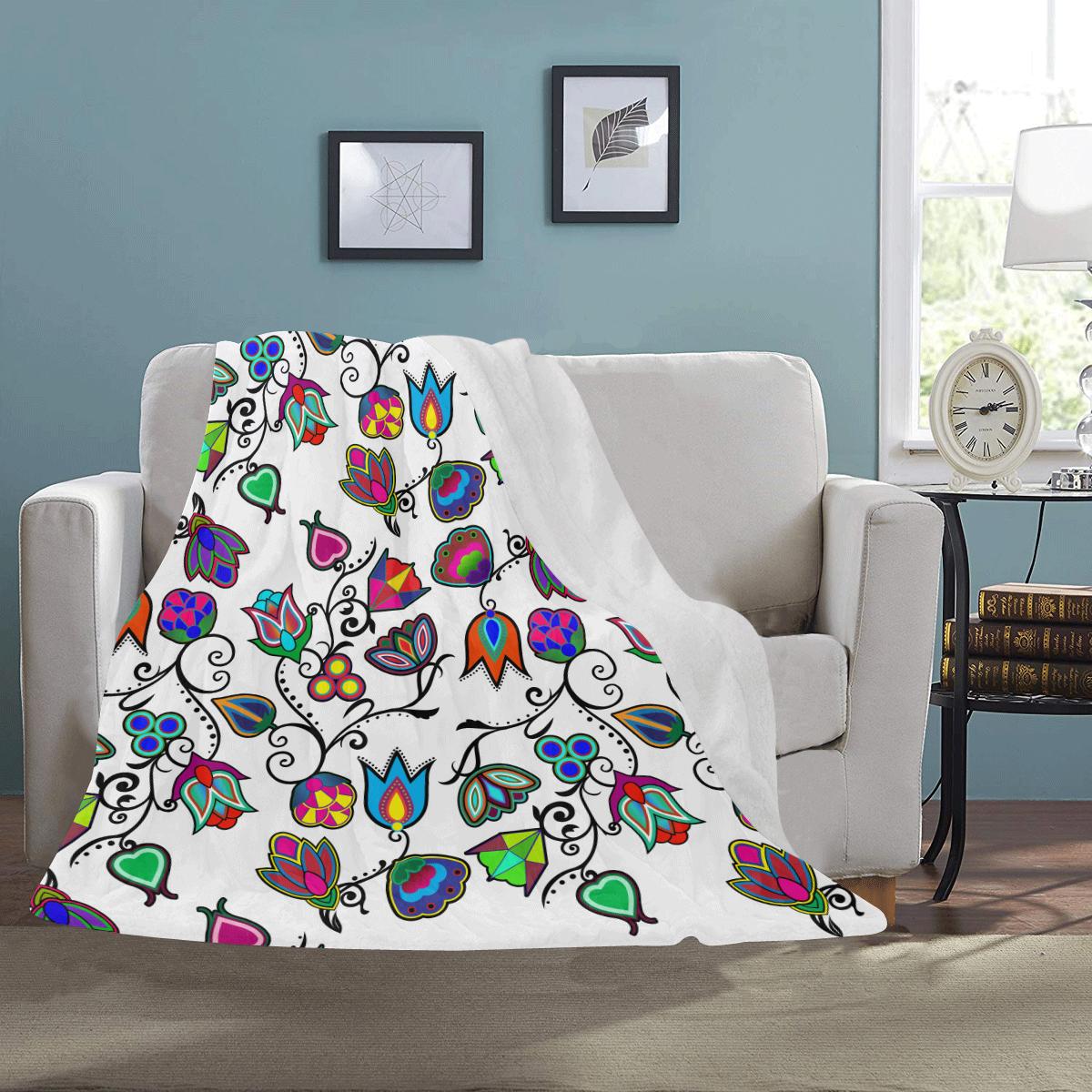 Indigenous Paisley - White Ultra-Soft Micro Fleece Blanket 50"x60" Ultra-Soft Blanket 50''x60'' e-joyer 