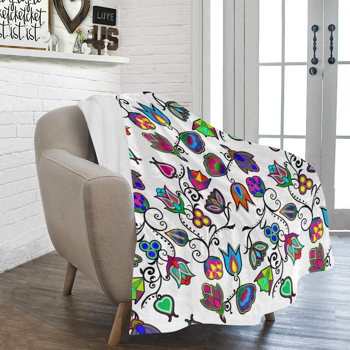 Indigenous Paisley - White Ultra-Soft Micro Fleece Blanket 50"x60" Ultra-Soft Blanket 50''x60'' e-joyer 