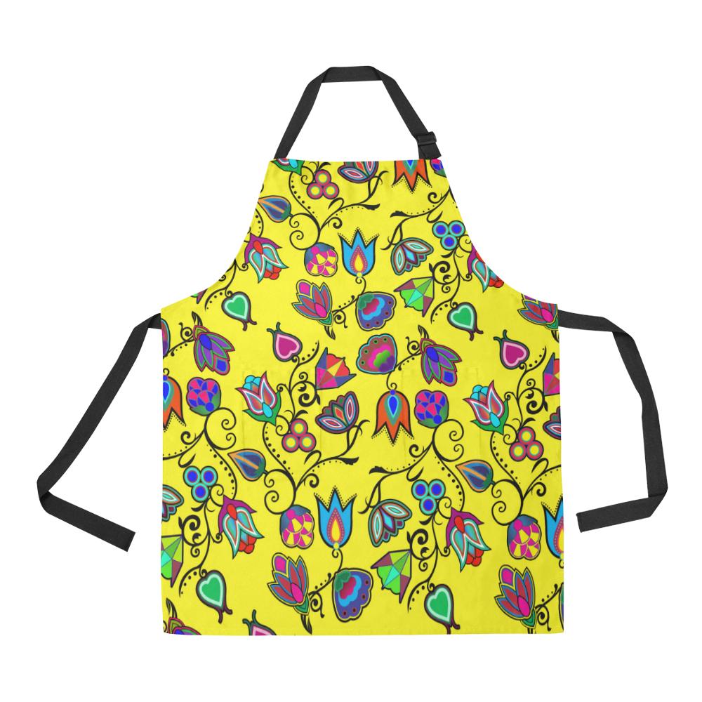 Indigenous Paisley Yellow All Over Print Apron All Over Print Apron e-joyer 