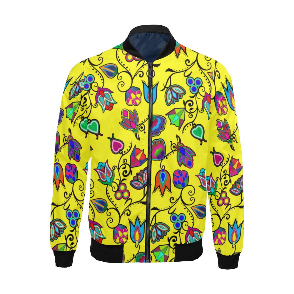 Indigenous Paisley - Yellow All Over Print Bomber Jacket for Men/Large Size (Model H19) All Over Print Bomber Jacket for Men/Large (H19) e-joyer 