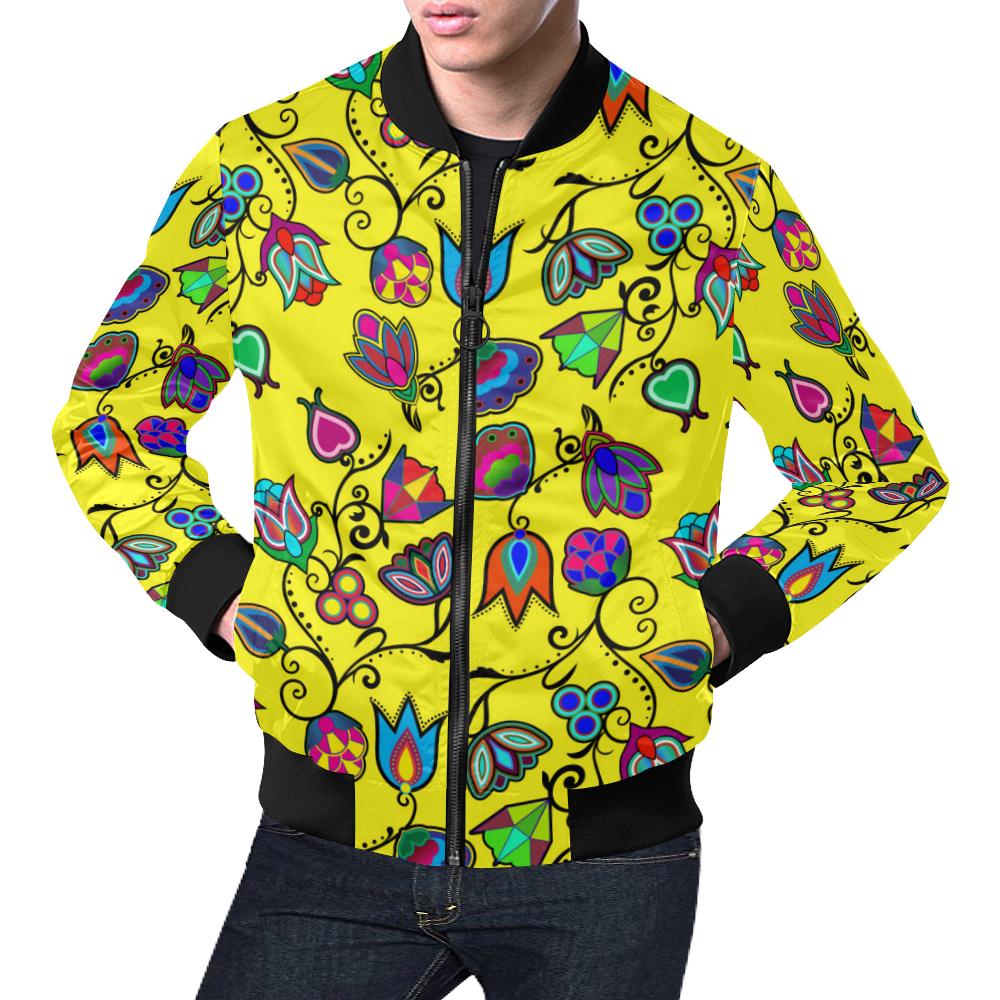 Indigenous Paisley - Yellow All Over Print Bomber Jacket for Men/Large Size (Model H19) All Over Print Bomber Jacket for Men/Large (H19) e-joyer 