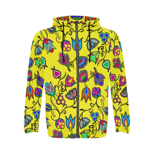 Indigenous Paisley - Yellow All Over Print Full Zip Hoodie for Men (Model H14) All Over Print Full Zip Hoodie for Men (H14) e-joyer 