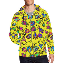 Load image into Gallery viewer, Indigenous Paisley - Yellow All Over Print Full Zip Hoodie for Men (Model H14) All Over Print Full Zip Hoodie for Men (H14) e-joyer 
