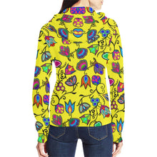 Load image into Gallery viewer, Indigenous Paisley - Yellow All Over Print Full Zip Hoodie for Women (Model H14) All Over Print Full Zip Hoodie for Women (H14) e-joyer 
