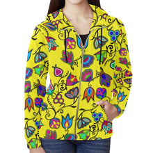 Load image into Gallery viewer, Indigenous Paisley - Yellow All Over Print Full Zip Hoodie for Women (Model H14) All Over Print Full Zip Hoodie for Women (H14) e-joyer 
