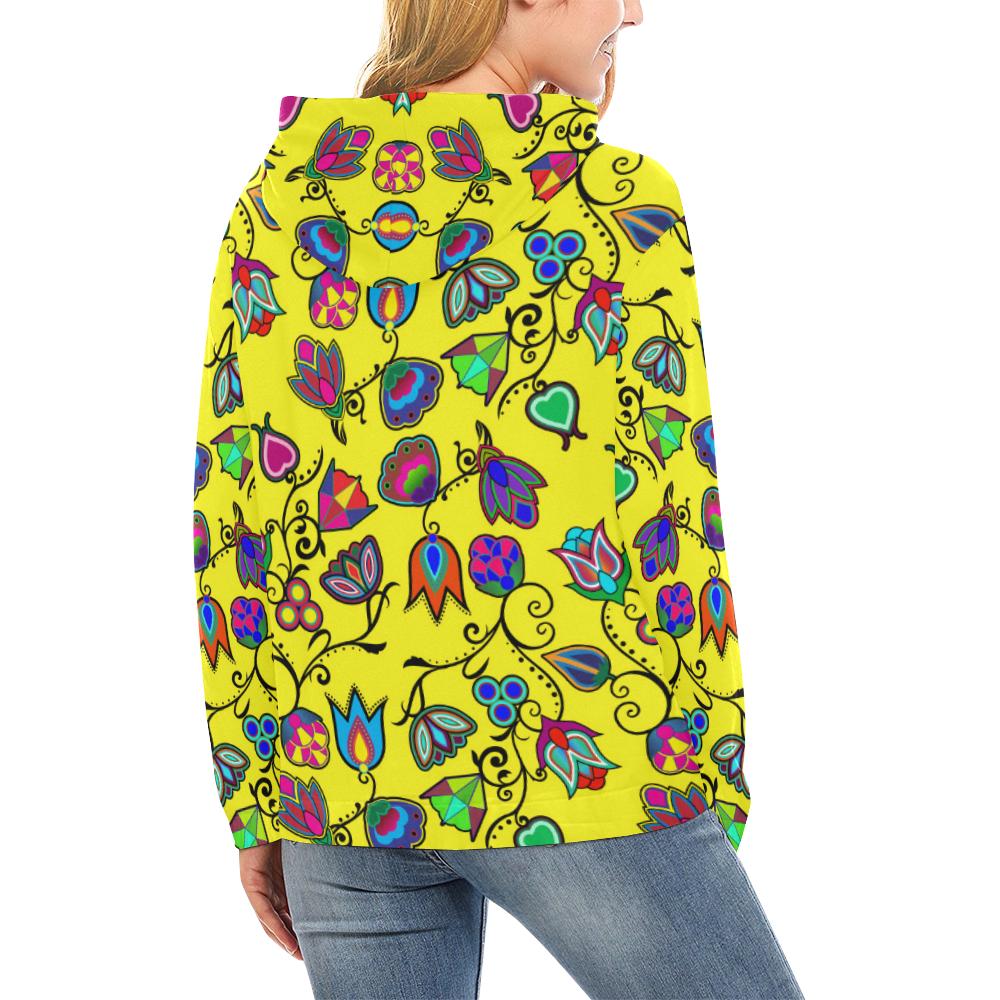 Indigenous Paisley - Yellow All Over Print Hoodie for Women (USA Size) (Model H13) All Over Print Hoodie for Women (H13) e-joyer 