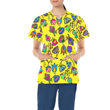 Load image into Gallery viewer, Indigenous Paisley Yellow All Over Print Scrub Top Scrub Top e-joyer 
