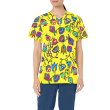 Load image into Gallery viewer, Indigenous Paisley Yellow All Over Print Scrub Top Scrub Top e-joyer 
