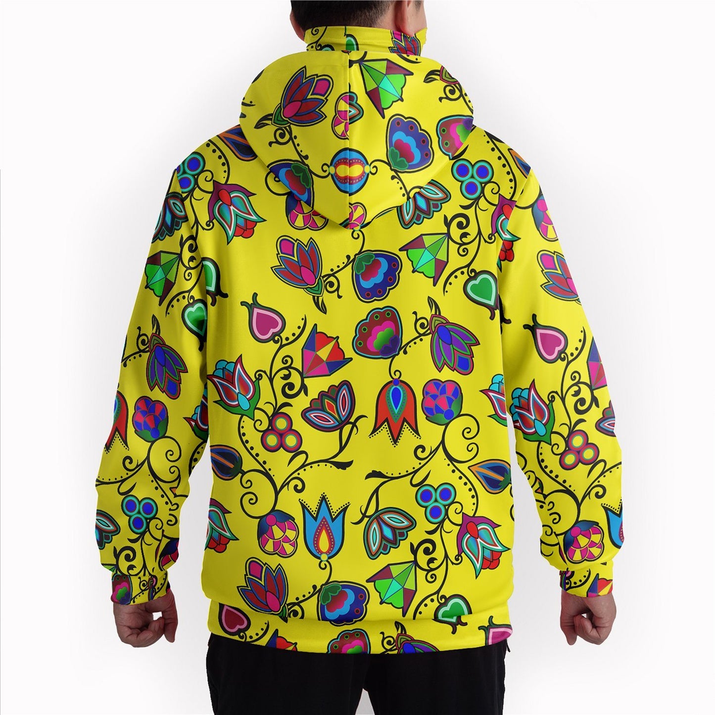 Indigenous Paisley Yellow Hoodie with Face Cover 49 Dzine 