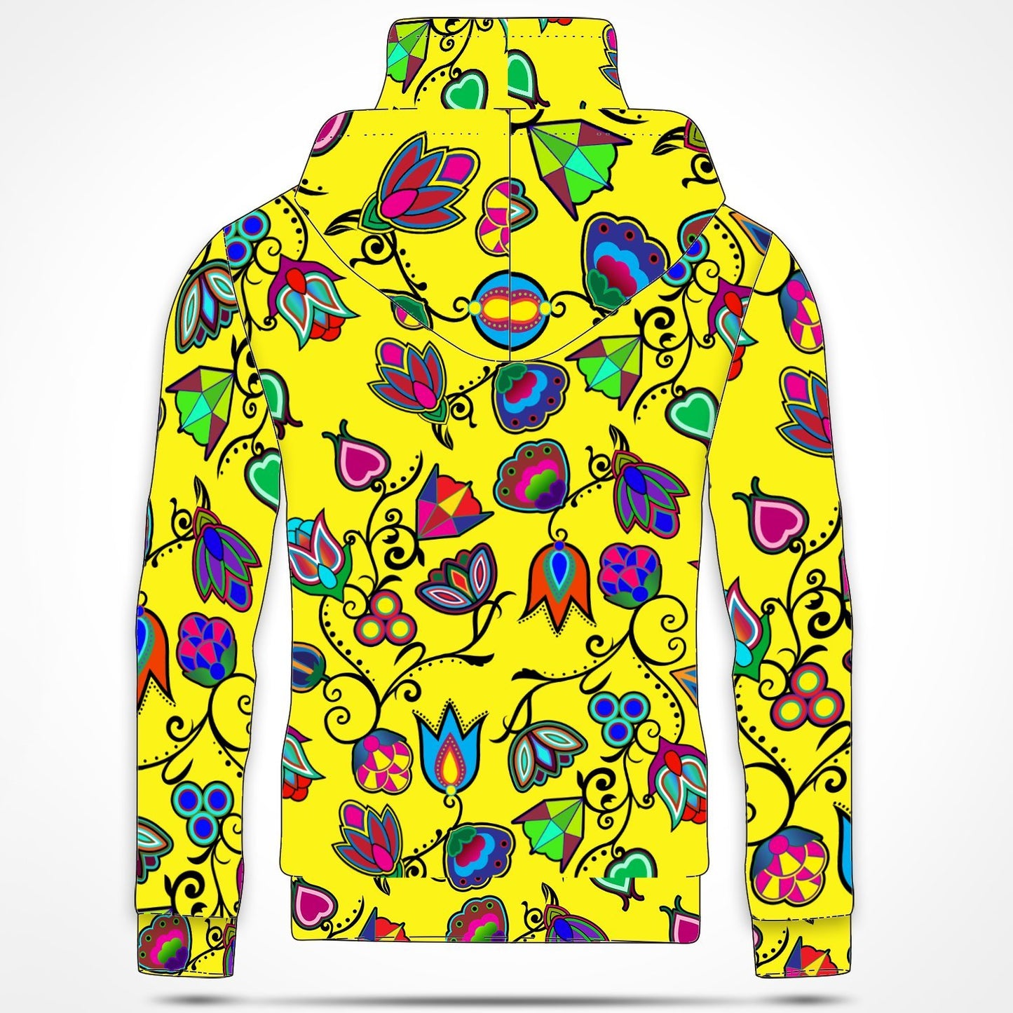 Indigenous Paisley Yellow Hoodie with Face Cover 49 Dzine 