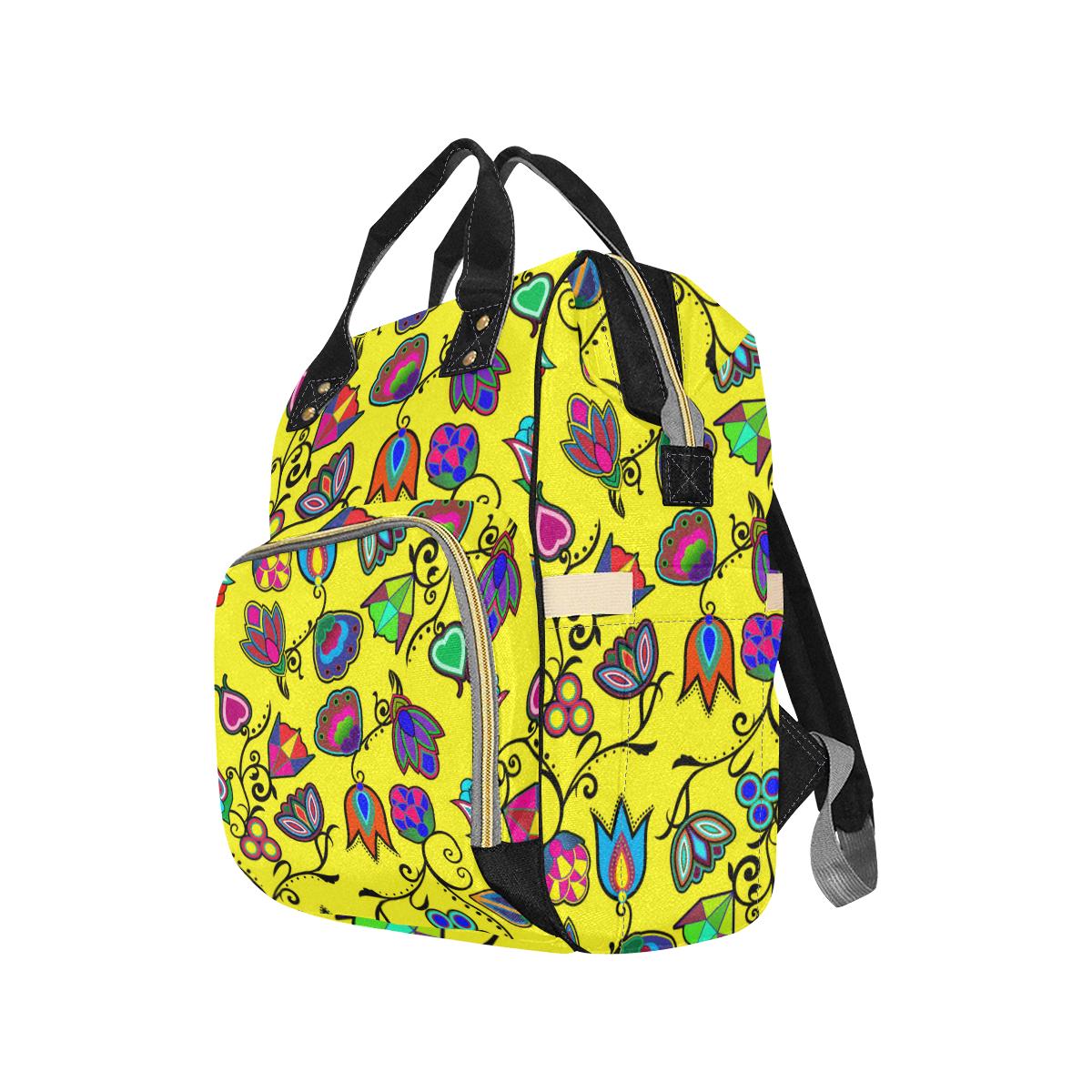 Indigenous Paisley - Yellow Multi-Function Diaper Backpack (Model 1688) Diaper Backpack (1688) e-joyer 