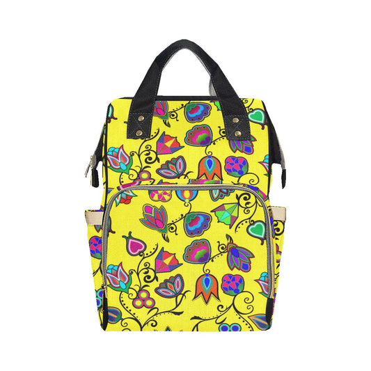 Indigenous Paisley - Yellow Multi-Function Diaper Backpack (Model 1688) Diaper Backpack (1688) e-joyer 