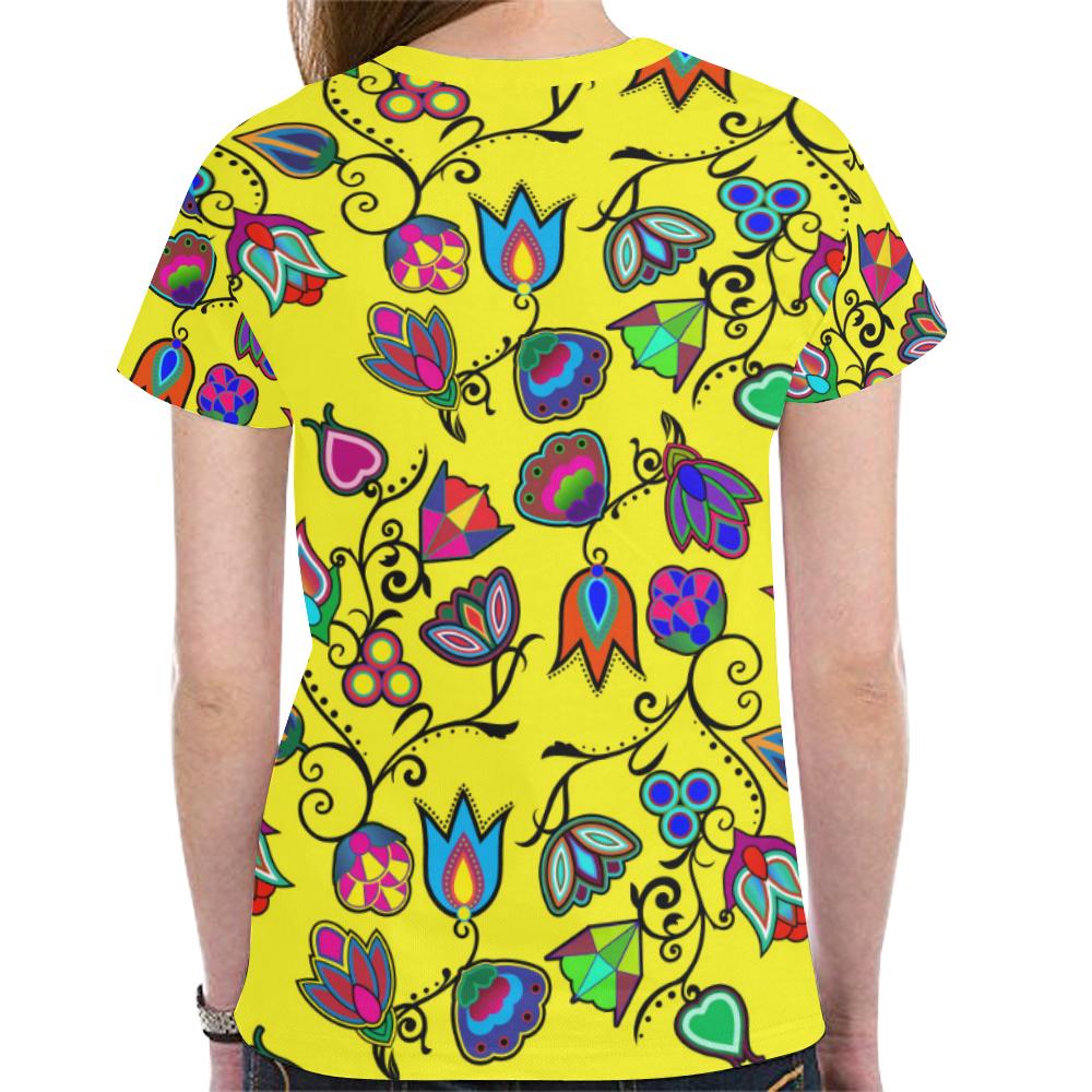 Indigenous Paisley - Yellow New All Over Print T-shirt for Women (Model T45) New All Over Print T-shirt for Women (T45) e-joyer 