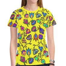 Load image into Gallery viewer, Indigenous Paisley - Yellow New All Over Print T-shirt for Women (Model T45) New All Over Print T-shirt for Women (T45) e-joyer 
