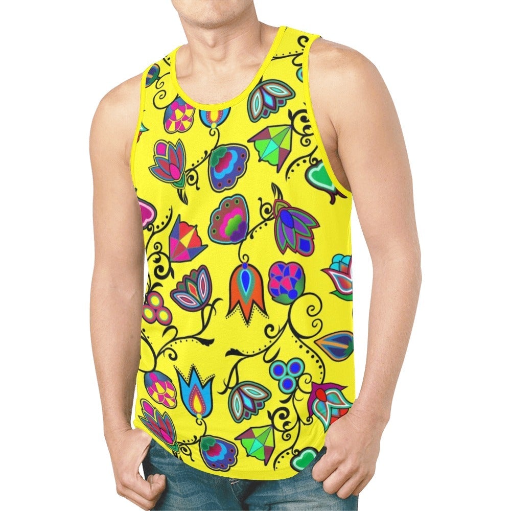 Indigenous Paisley Yellow New All Over Print Tank Top for Men (Model T46) New All Over Print Tank Top for Men (T46) e-joyer 