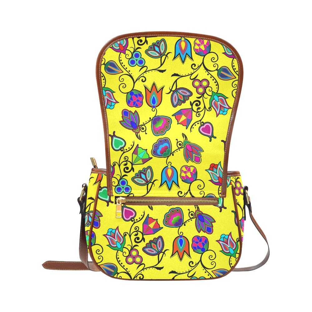 Indigenous Paisley - Yellow Saddle Bag/Large (Model 1649) Saddle Bag/Large e-joyer 