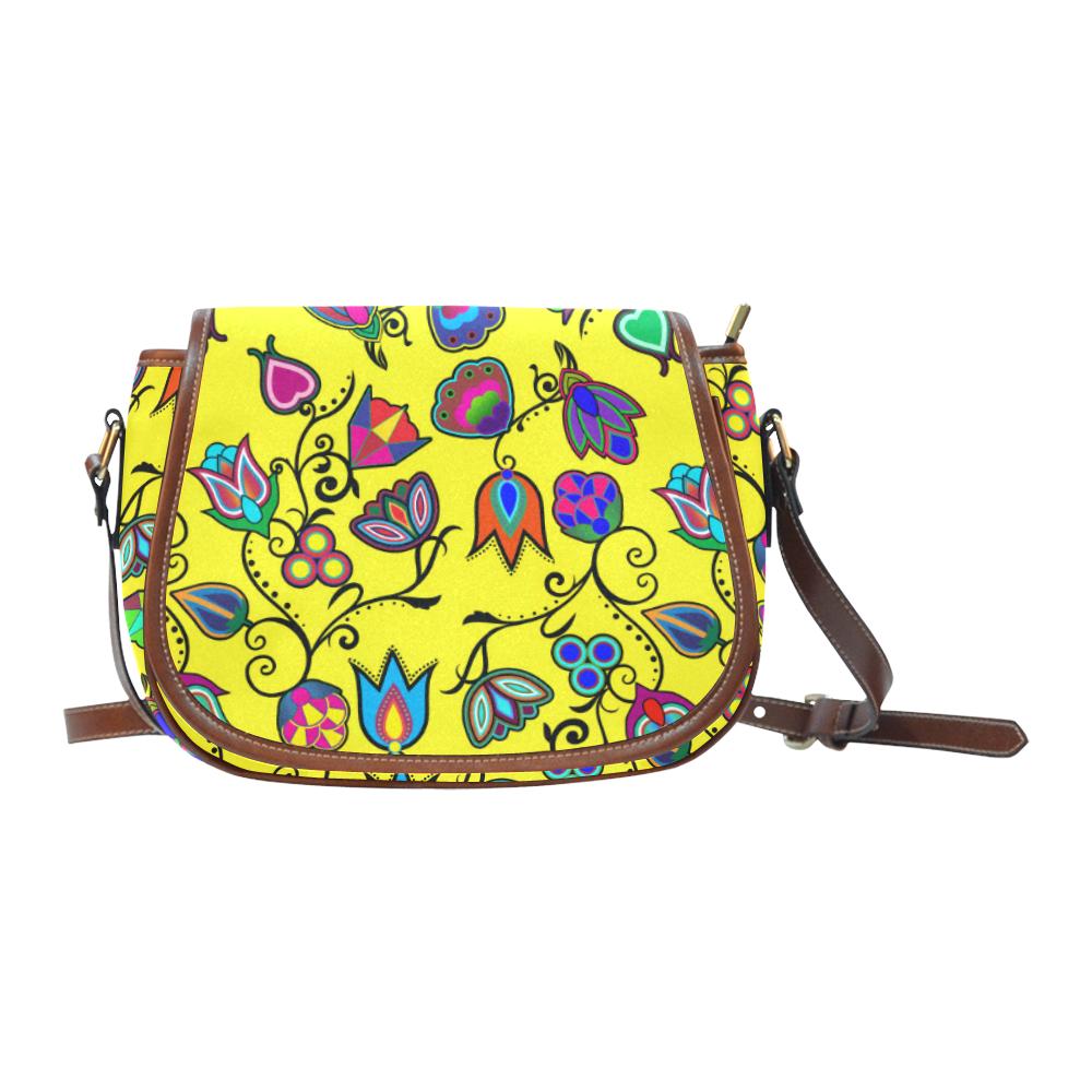 Indigenous Paisley - Yellow Saddle Bag/Large (Model 1649) Saddle Bag/Large e-joyer 