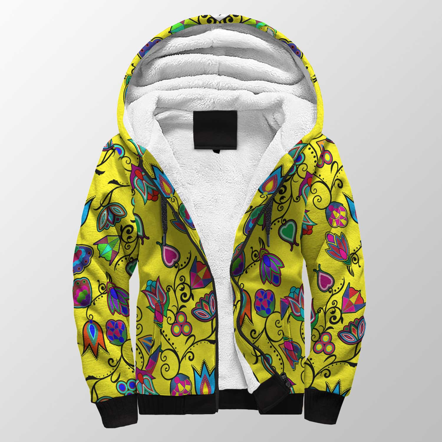 Indigenous Paisley Yellow Sherpa Hoodie 49 Dzine 