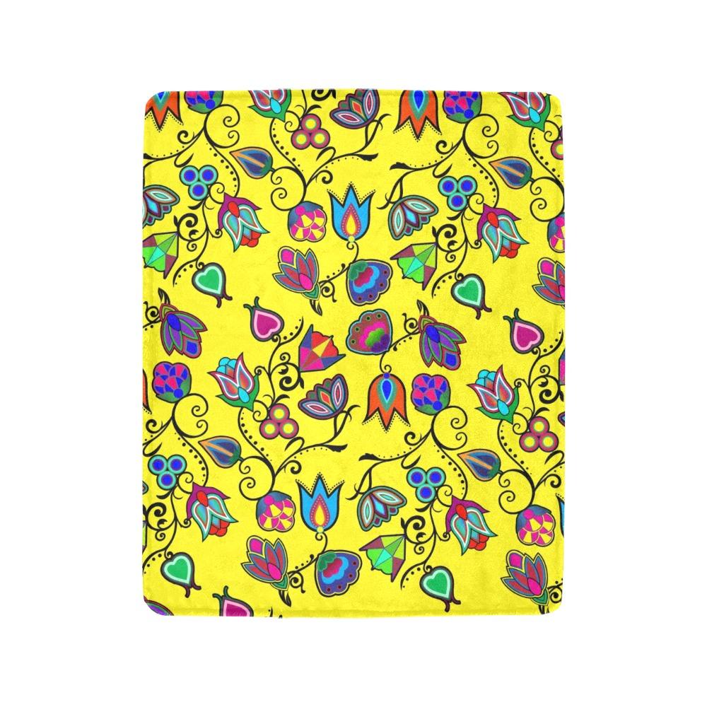 Indigenous Paisley Yellow Small Micro Fleece Blanket by 49 Dzine