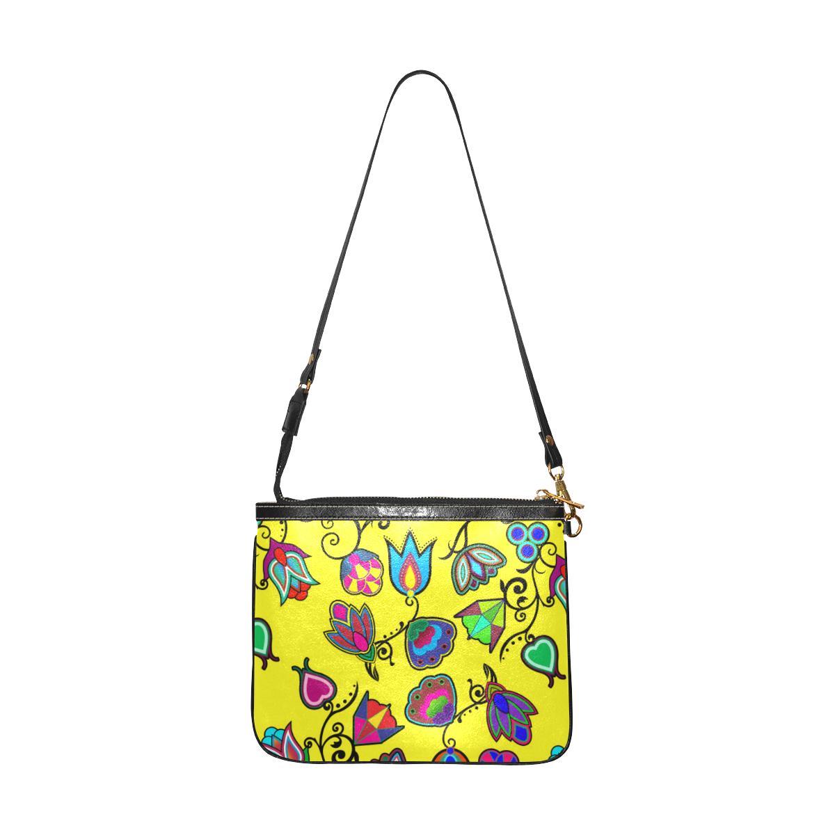 Indigenous Paisley - Yellow Small Shoulder Bag (Model 1710) Small Shoulder Bag (1710) e-joyer 