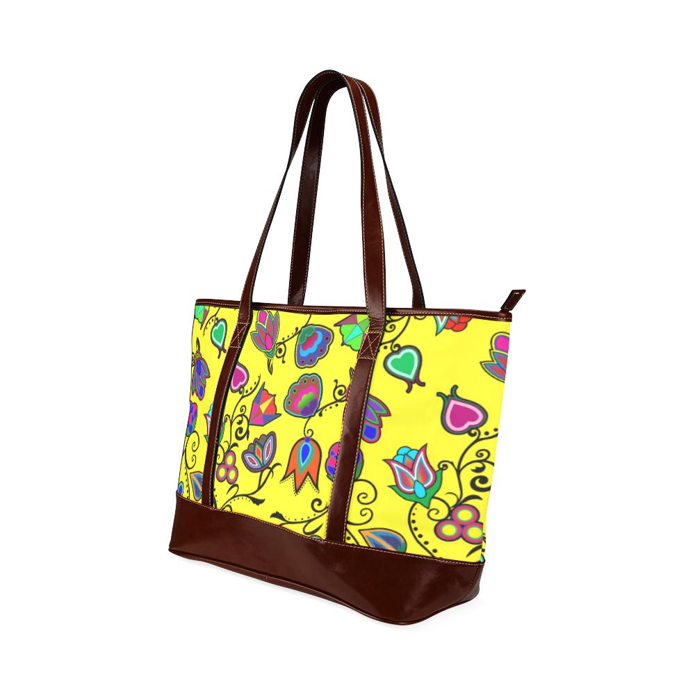 Indigenous Paisley - Yellow Tote Handbag (Model 1642) Tote Handbags (1642) e-joyer 