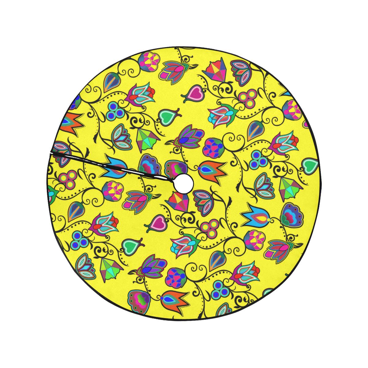 Indigenous Paisley Yellow Tree Skirt by 49 Dzine