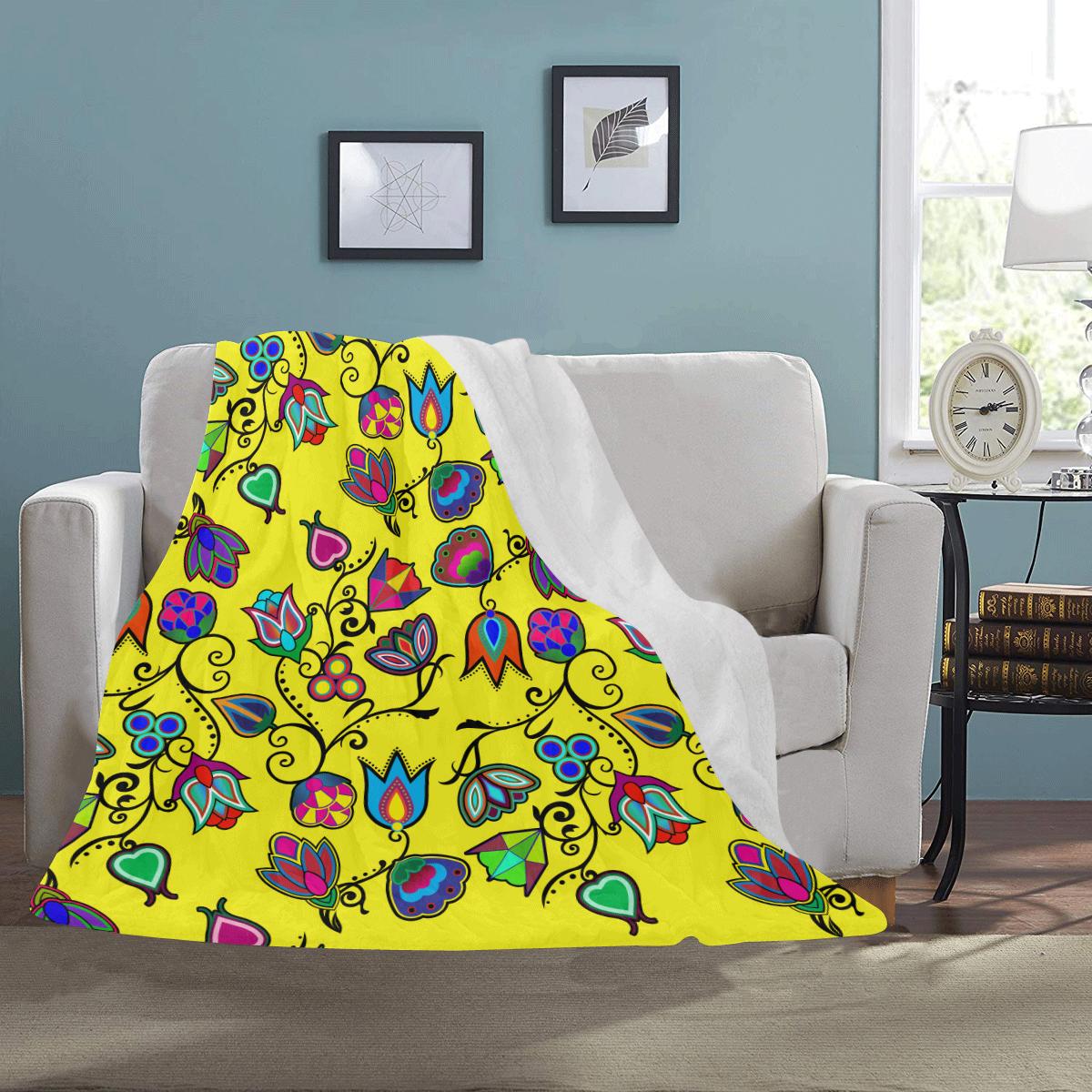 Indigenous Paisley - Yellow Ultra-Soft Micro Fleece Blanket 50"x60" Ultra-Soft Blanket 50''x60'' e-joyer 