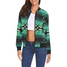 Load image into Gallery viewer, Inspire Green All Over Print Bomber Jacket for Women (Model H19) Jacket e-joyer 
