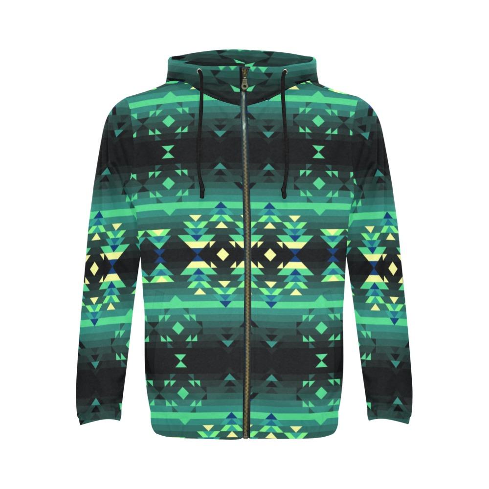 Inspire Green All Over Print Full Zip Hoodie for Men (Model H14) hoodie e-joyer 