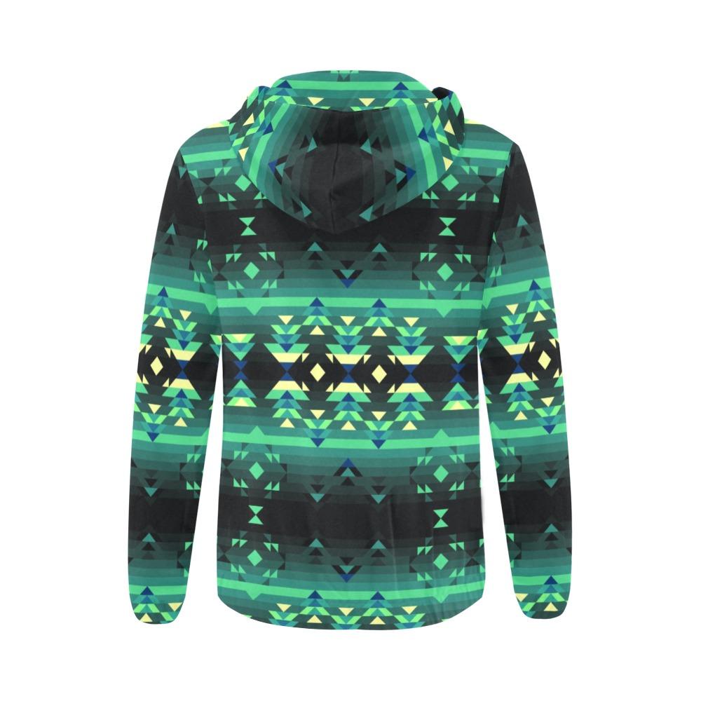 Inspire Green All Over Print Full Zip Hoodie for Women (Model H14) hoodie e-joyer 