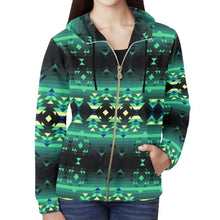 Load image into Gallery viewer, Inspire Green All Over Print Full Zip Hoodie for Women (Model H14) hoodie e-joyer 
