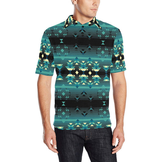 Inspire Green Men's All Over Print Polo Shirt (Model T55) Men's Polo Shirt (Model T55) e-joyer 