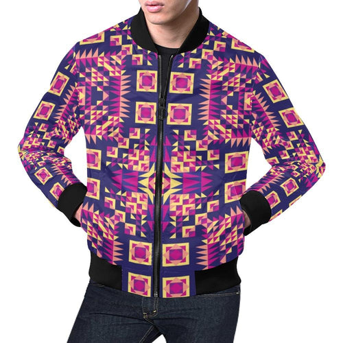 Kaleidoscope Bleu All Over Print Bomber Jacket for Men (Model H19) Jacket e-joyer 